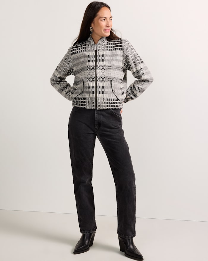 WOMEN'S TEXTURED WOOL BOMBER JACKET